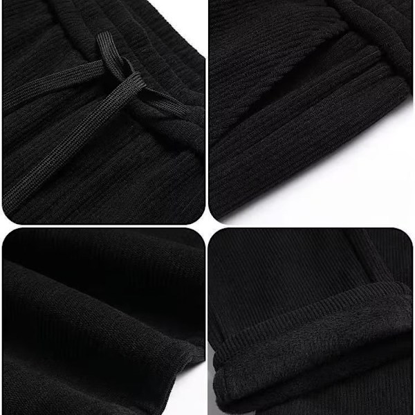 Syksy Ja Talvi Corduroy Miesten Casual Housut Suora Löysä Pituus Sametti Housut Paksu Keski-Ikäinen Isä Raidan Hikihousut Black 4XL