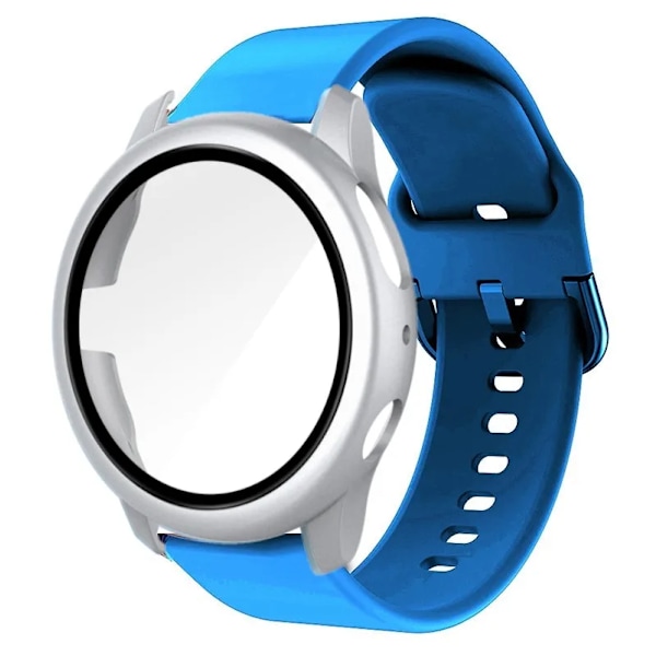 20Mm Remfodral För Samsung Galaxy Watch 4/5/6 40Mm 44Mm Band För Galaxy Klocka Active 2 40Mm 44Mm Skyddande Stötfåglar Sky Blue Silver Galaxy Watch 4 44mm