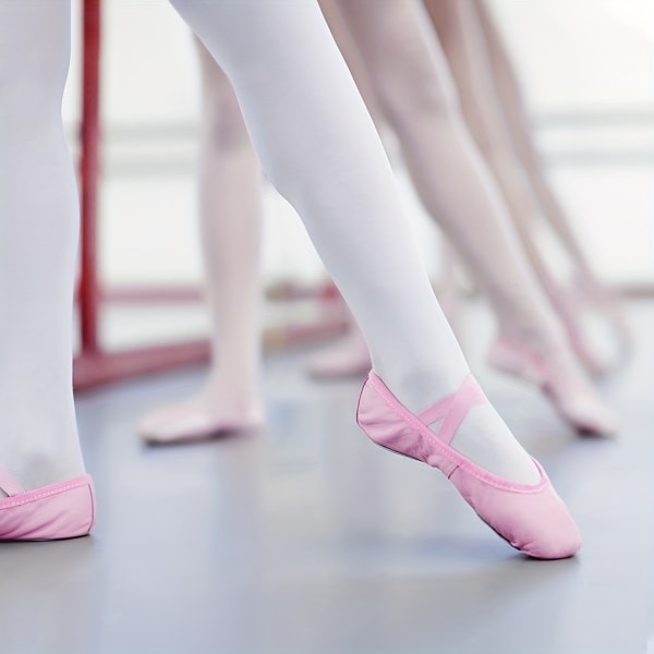 Bekväma och slitstarka balettskor för flickor - Perfekt för dans och yoga - Design med delad sula med knytfri stängning - Finns i Toddler pink CN26(EU27)