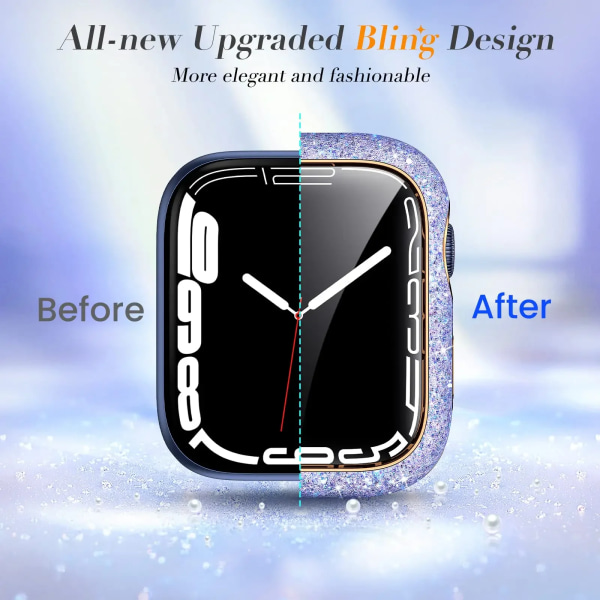 Cover för Apple Watch case 45 mm 41 mm 44 mm 40 mm Bling Bumper Skärmskydd för Apple Watch Series 9 8 7 4 5 6 Se purple 40mm