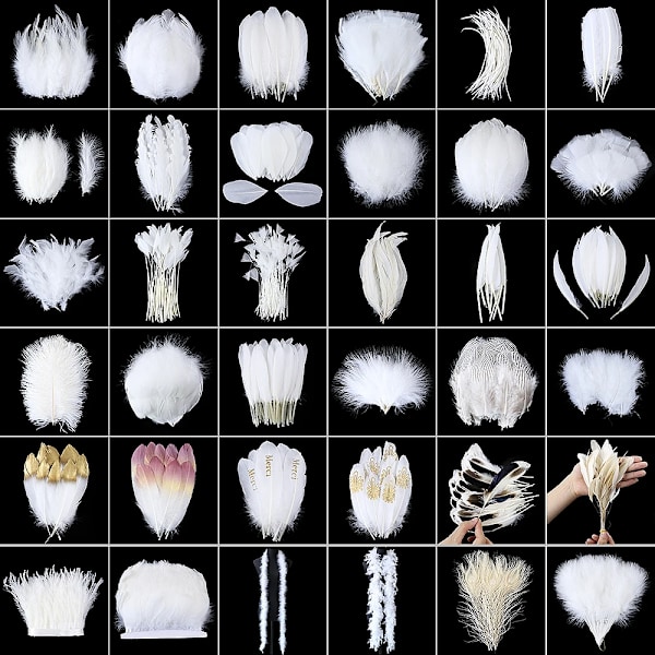 10-50 stk Naturlige Hvide Fjer Håndværk DIY Smykkefremstilling Hovedbeklædning Struds Tyrkiet Påfugl Fjer Bryllup Hjem Dekoration Golden