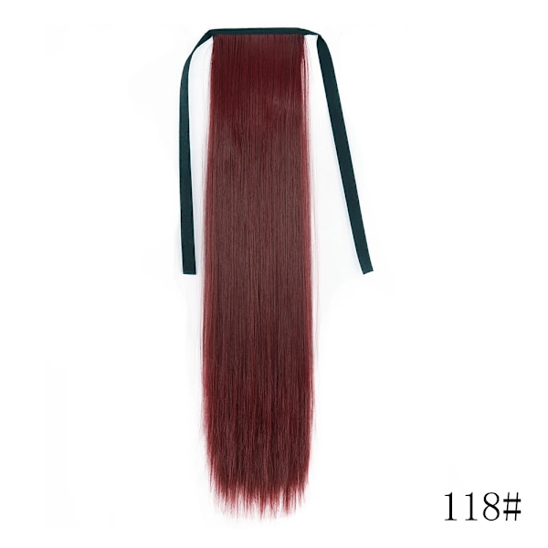 Lisi Girl Syntetiska Hår 22''34'' Lång Rak Ponytail Wrap Runt Ponytail Clip I Hår Extensions Svarta Hair Huvudkläder D13-118 22Inches  55cm