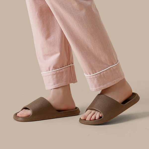 Mænd Sandaler Flip Flops Kvinder Tøfler Solid Farve Enkel Icke-Slipp Super Bløde Slides Brusebad Tøfler Til Mænd Udendørs Cot Uple Sko A-Black 44-45