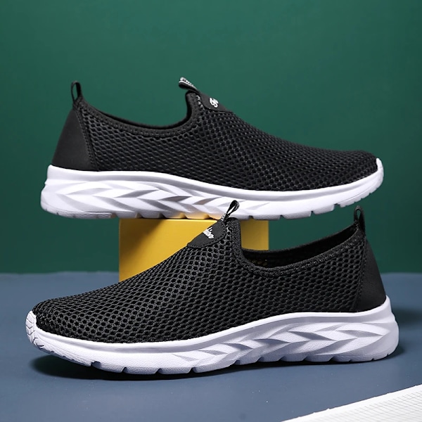 Yrzl Sneakers Män Sommar Casual Skor Män Mesh Andas Utomhus Icke Slip Sport Skor Slip På Loafers För Män Piu Storlek 39-46 Black 39