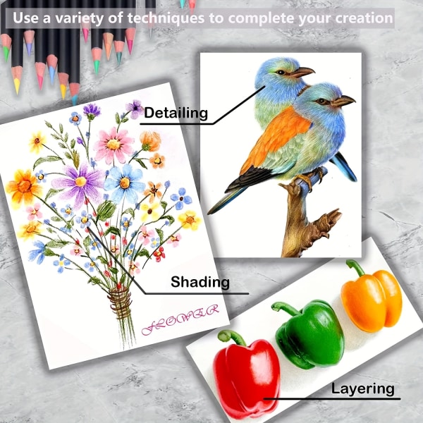 Färgpennor för målarbok för vuxna, 1 set med 72 färger, artisters mjuka kärna med livfull färg, idealisk för att rita och skissera skuggning, färgpennor