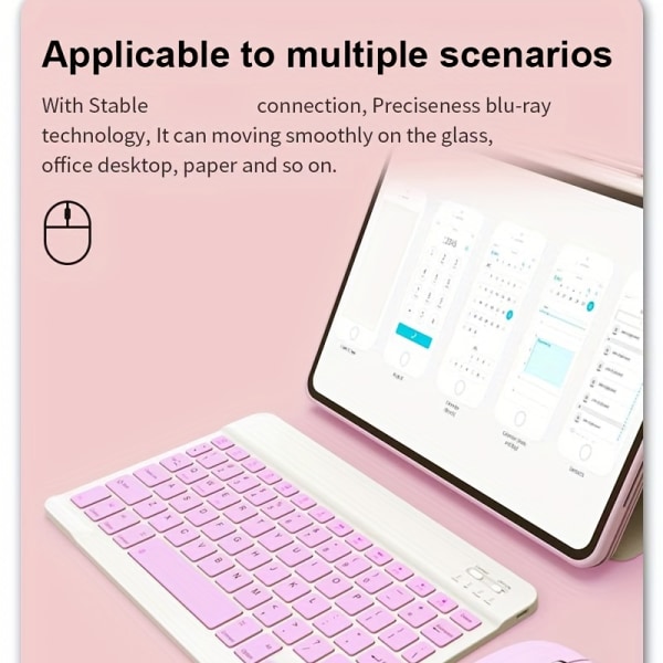 Flerfärgad trådlös set, miniportabel, tyst tangentbordsladdning, lämplig för iPad, surfplatta, bärbar dator, kontorsdatortangentbord Blue
