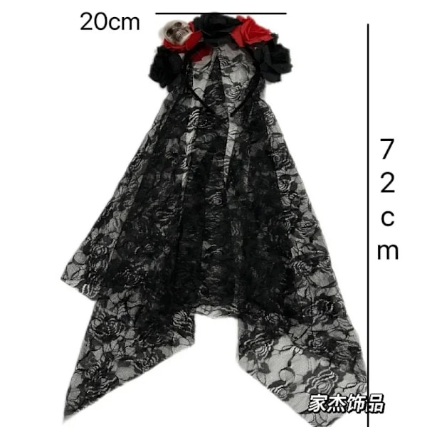 1Pcs Svart Veil Halloween Rose Blommor Huvudband Kostym Cosplay Bröllop Mexikanska Rosen Blommor Kronan Huvudbands Dagen Av Den Döda Partiet C One Size