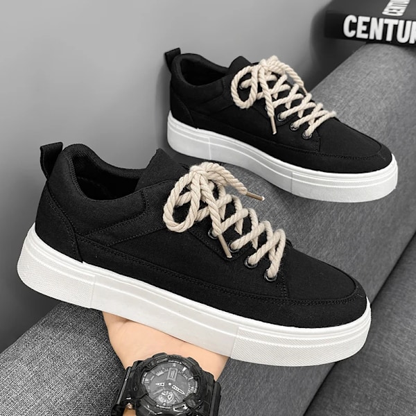 Ny Designer Mænds Casual Sneakers Tjock-Soled Vulkaniserede Sko Mærker Mænd Sport Åndbar Running Skateboard Træning Sho Sho Er black 42