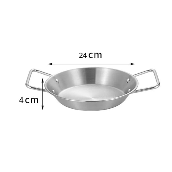 1/4 stk. Metalbakke Seafood Risgryde 304 rustfrit stål pande stegepande serveringsplade campingkomfur køkkenpotte grill snack 24cm 1PCS