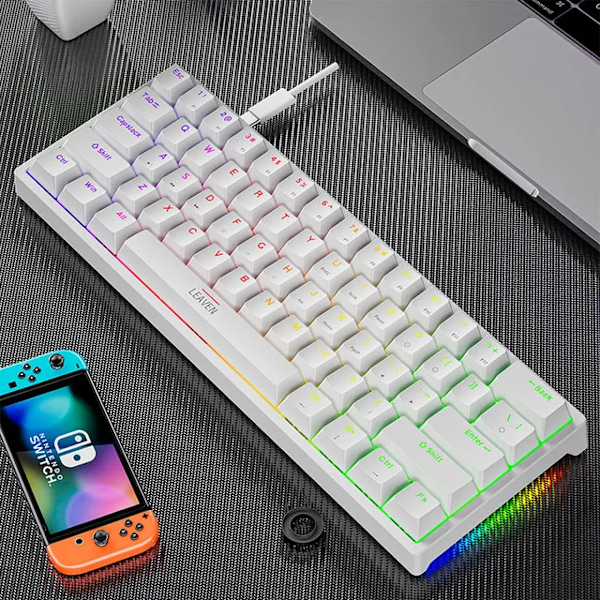 K620 Mini Taustavalaistu Rgb-Pelaamiseen Mekaninen Näppäimistö Mekaninen Sarja 60 Prosenttia Diy Mukautettu Pbt-Näppäin Hotswap Pinkki Valkoinen Usb-Pcc white blue switch