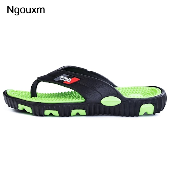 Ngouxm Kesä Suuri Koko Nuoret Topper Miehet Hieronta Liukumaton Cool Ulkopuoli Flip Flops Hengittävä Paksu-Varvas Sandaalit - Tossut Miehille green 3 7