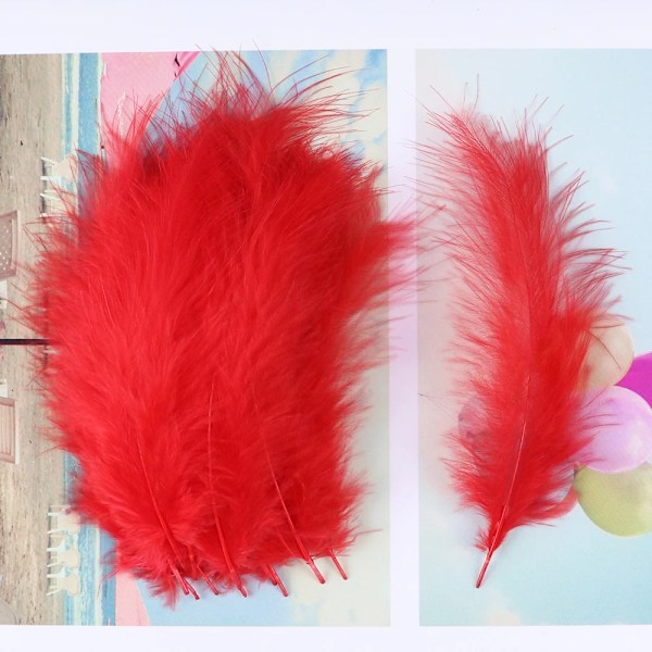 Bløde Marabou Kalkunfjer til Håndværk 10-15cm Naturlige Plumas Smykkefremstilling Bryllup Fest Dekorative Drømmfangere Fjer red 50pcs