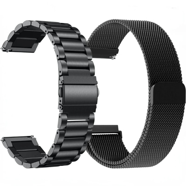 Metallarmband för Samsung Galaxy watch 3 4 5 Amazfit GTR Watch av hög kvalitet i rostfritt stål för Huawei Watch GT 2/3 Pro Black silver Active 2 40mm 44mm