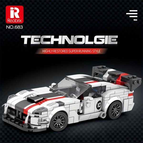 Reobrix Building Blocks Racing Car - High-Fidelity-utseende, djärv och elegant design - Byggklossleksakspresent