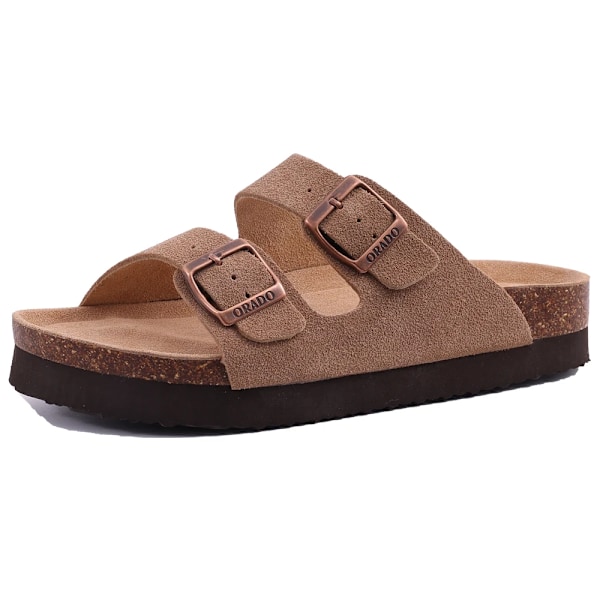 Litfun Retro Kork Tøfler Til Mænd Mode Mænd Mules Sko Med Arch Support Unisex Klassiske Strand Sko Mænd Sandaler Cow suede-Apricot 37