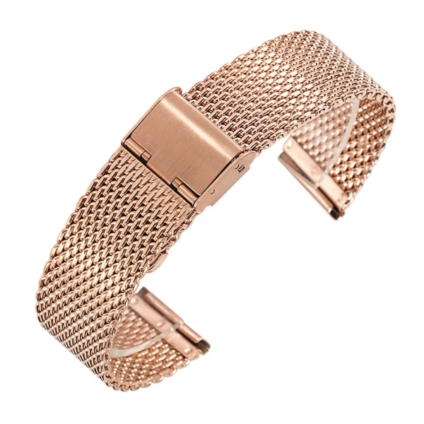 Precisionsstålband i rostfritt stål 18 mm 20 mm 22 mm2 4 mm 1,0 tjockt mesh Justerbar längd Watch Rose Gold 20mm