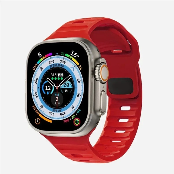 Silikonrem för Apple Watch Band 49mm 44mm 45mm 40mm 41mm 42mm 38mm Ultra 2 Sport Correa Armband iwatch Series 9 8 7 6 5 se red