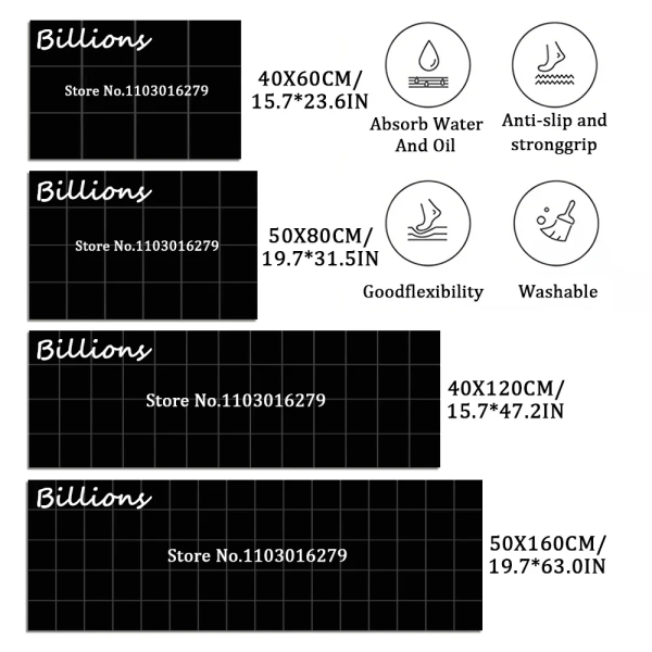 Köksmatta Slitstark Hemingång Dörrmatta High-end köksmattor för golv Vattentät hushållning Tvättbar halkfri stor matta 22 40cmx120cm 1pc