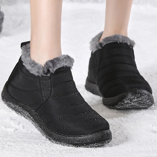 Damskor Stövlar Lätta Ankelstövlar För Kvinnor Vinterskor Med Päls Botas Mujer Vattentäta Snöskor Vintertrend Booties Black J 42