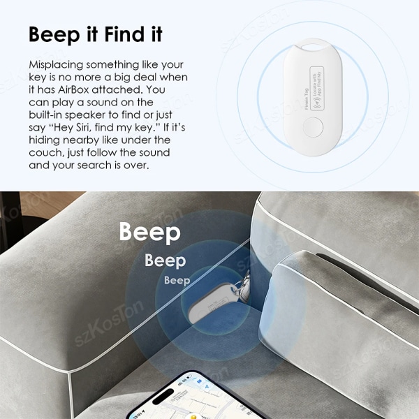 Mini GPS Tracker Fungerar med iOS Hitta min APP MFI Smart Tag Key Finder Anti Lose Global Locator för plånbok Bilbagage Pet Tag White