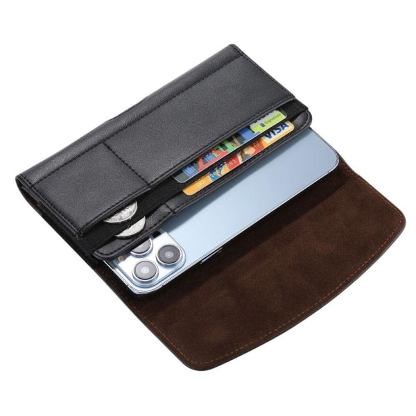Universal leather pouch with belt clip size: XL black