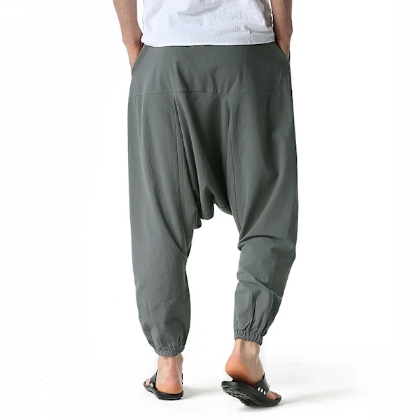 Män Hiphop Harem Byxor Baggy Casual Yoga Loose Drop Crotch Byxor Khaki M