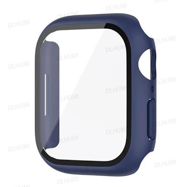 Glas+Skydd för Apple Watch-fodral 38mm 40mm 41mm 45mm 44mm 42mm iWatch Tillbehör Skärmskydd iwatch 9 8 7 6 5 SE 4 3 serie Midnight blue Series 7 8 9 45MM