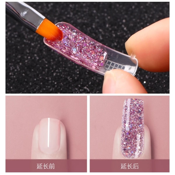 15ml Glitter Poly Nail Gel UV LED Builder Poly Akryl Kristall Gel för Nail Art Polygels Extension Building Gel med paljetter Color 3