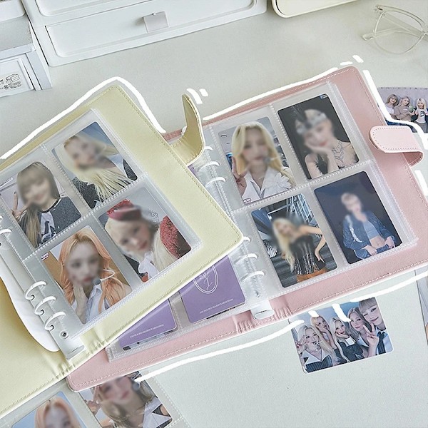 A5 notesbog binder PU læder fotoalbum genopfyldelig 6 ring budget binder cover Kpop fotokort holder spil kort samle bog A5 inner page 10pcs