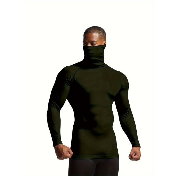 Tättsittande och tunna, casual långärmade skjortor med polotröja för män, thermal för män Army Green L(50)