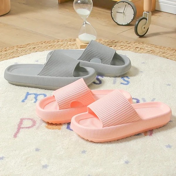 Tjocka Nedre Moln Toffpar Män Kvinnor Icke-Slipp Badrum Hem Flip-Flops Mjukt Sole Eva Inomhus Sandal Sommarstrand Utomhus Bilder A-Beige 4.0cm 36-37