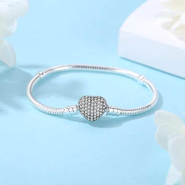 Original 925 Sterling Silver Armband Bangles Kristallkugel Love Heart Spänne Pärlor Charms Moments Armband För Kvinnor DIY Smycken 31 17cm