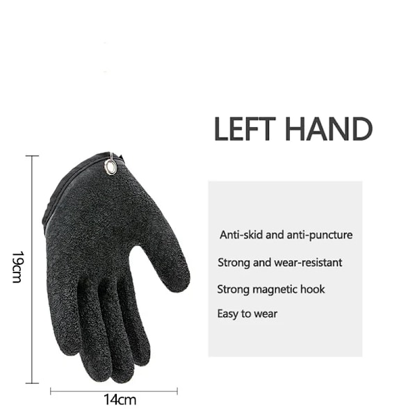 Fiskerihandsker Anti-Slip Beskyt Hånd mod Punktering Ridser Fisker Professionel Fangst Fisk Latex Jagthandsker Venstre Højre Black Left