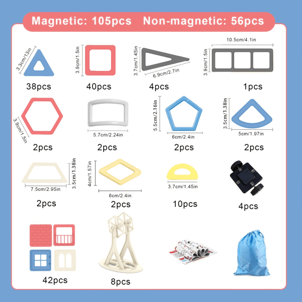 161 stycken/ set Magnetiska blockplattor Magnetstaplingsleksaker