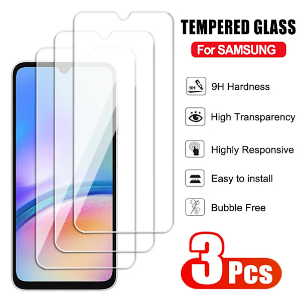 3Pcs Fullt Härdat Glas För Samsung Galaxy A05 A15 A25 A35 A55 Skärmskydd A04 A14 A 24 A34 A54 F04 F14 F34 F54 Glasfolie A14 4G