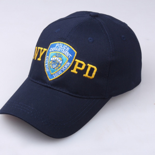 2st broderibokstav NYPD cap, justerbar snapback cap för män Solhatt Navy Blue