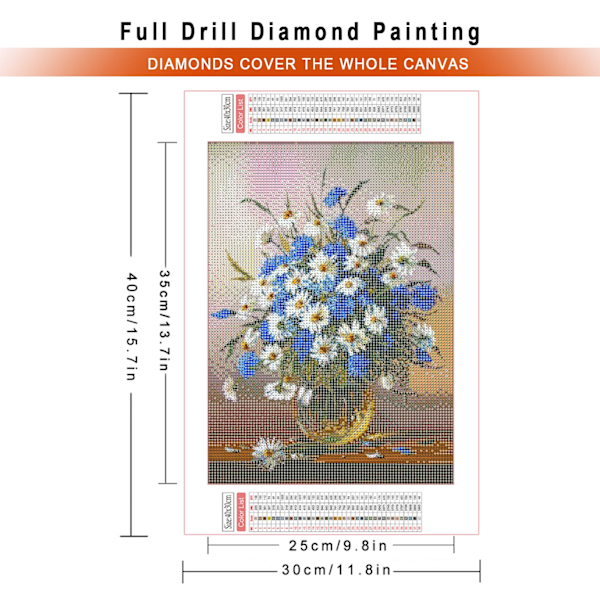 Azqsd Diamantmålning 5D Rosblomma Mosaik Nålverk Fullständiga kit Broderier Försäljning Blommig Heminredning Diy 30X40cm 3-039 30x40cm Full Round