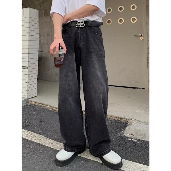 American Retro Bred Ben Jeans 2024 Alkukevät Uusi Korkea Vyötärö Löysä Roikkuva Suora High Street Moppi Housut Black S