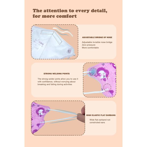 4-12 År Unicorn Kn95 Masks 100pcs