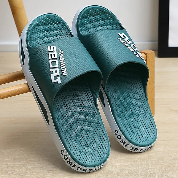 Suuret miesten tohvelit Kesä urheilutyyli Slides Anti-Slip Paksu pohja Hengittävä Muoti Slip-On Ranta Vapaa-ajan Sandaalit green 40-41