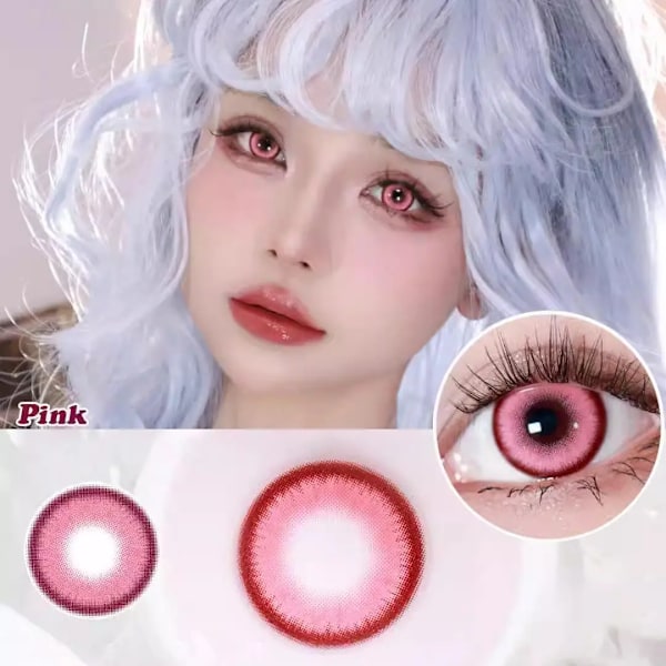 2St Graderade Färgade Kontaktlinser Jewelens Anime Cosplay Softlens 14,2Mm Blue -1.00