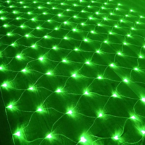 Gardinljus LED Fairy String Net Mesh Jul 3x2m 200led EU 220V Fest Bröllop Nyår Garland Utomhus Trädgårdsdekoration Green