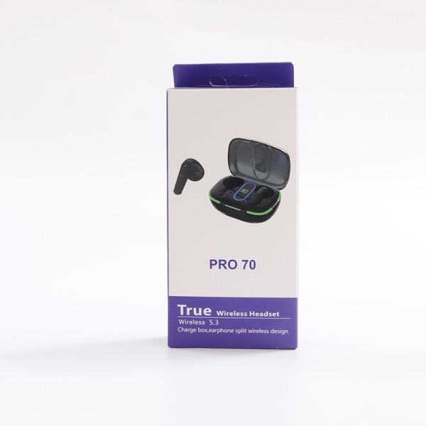 Pro70 Tws Vattentät In-Ear Hi-fi Stereo Wireless Sports Life Hörlurar Gaming Headset För Iphone/Android, 200mAh case,(30mAh*2) Purple