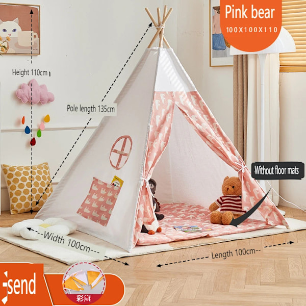 1.35 Tält För Barn Spela Hus Wigwam För Barn Bärbara Barn Tipi Tält Teepee Tipi Infantil Kid Tält Flicka Tjeja Lekrum blue tent