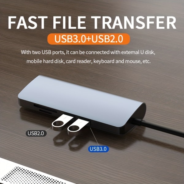 VGA 1080P USB C Hub, 9 i 1 USB C till 4K@30HZ HDMI Multiport Adapter, USB 2.0 3.0-portar, SD/TF-kortläsare, 100W PD, Designad för MacBook Pro Air