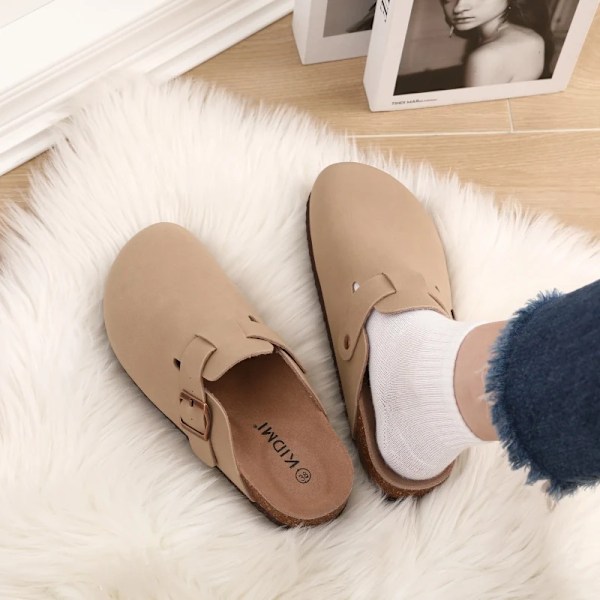 Shevalues Mode Clogs Tøfler Kvinder Unisex Hjem Sandaler Og Muldyr Comfort Slip-On Kartoffelsko Par Udendørs Strandsko Suede Apricot 44(fit 27.5cm)