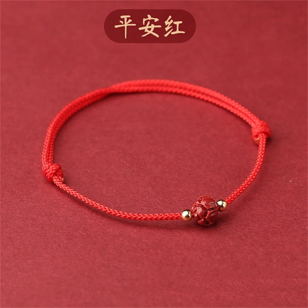 Tibetansk Buddhistisk Lotusblomst Perle Armbånd Til Kvinder Håndlavet Flettet Rød Sort Reb Lykke oga Meditation Armbånd Smykker BR22Y0623-1