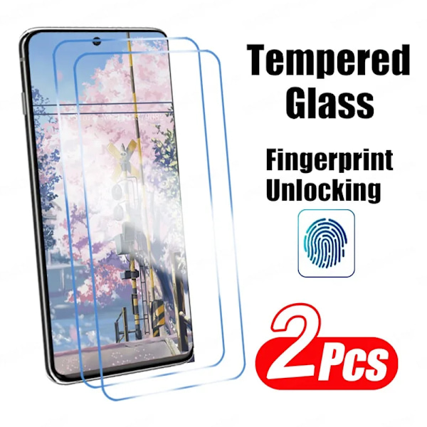 2Pcs Helskärmsskyddsfingeravtryck Lås Upp För Samsung Galaxy S24 Ultra Plus S20 S21 S23 Fe S21 S21 S 22 S23 Plus Härdat Glas S24 Ultra Tempered Glass