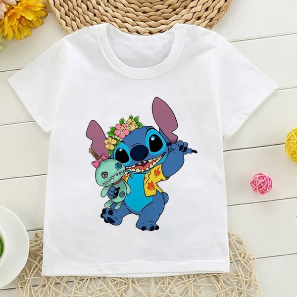 Kawaii 90-tal Lilo Stitch Rolig tecknad T-shirt Barn Barn Stitch Söt Manga T-shirt Y2k Grafisk T-shirt Tjej Pojke Topp Tees 59220 3T(M)