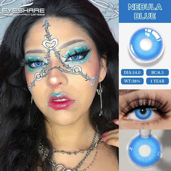 Eyeshare Anime Färg Kontaktlinser För Ögon Cosplay Färgade Linser Blå Galna Halloween Linser Kontakt Lens Beaut Smink NEBULA-PINK 0